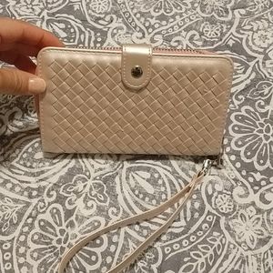 Cream metallic pink wallet
